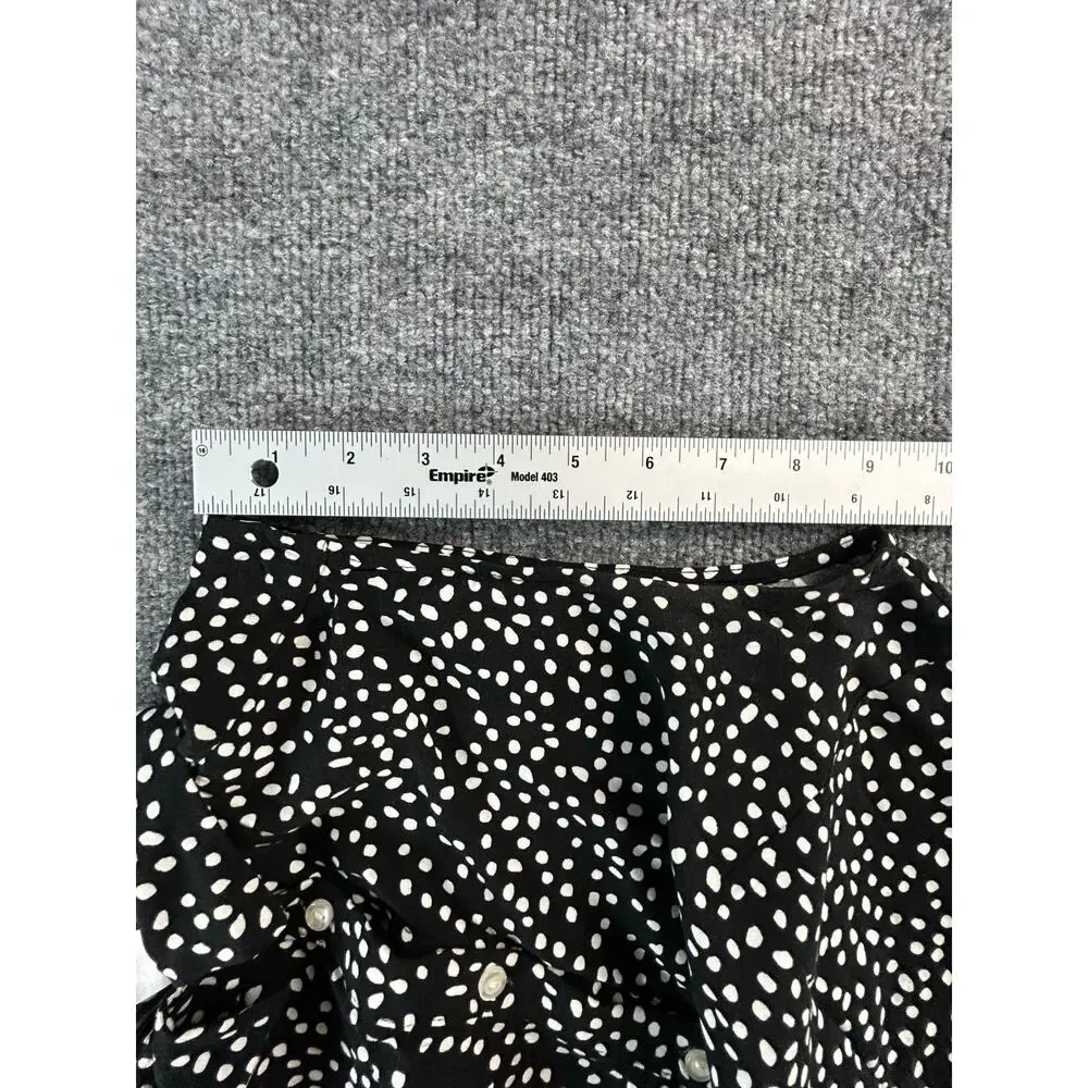 H&M Sleeveless Button Front Blouse Women's Size 8 Black White Polka Dot Top - Picture 6 of 6